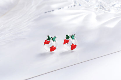 1 Pair Cute Christmas Tree Flower Snowman Epoxy Plating Inlay Copper Zircon Earrings