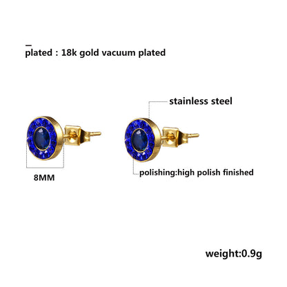 Wholesale Blue Small Round Diamond Starry Titanium Steel Earrings Gooddiy