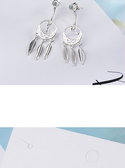 1 Pair Ig Style Simple Style Dreamcatcher Plating Hollow Out Inlay Copper Zircon Silver Plated Drop Earrings