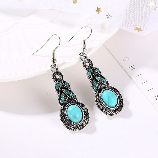 1 Piece 1 Pair 2 Pieces Fashion Irregular Alloy Plating Inlay Turquoise Women's Earrings Necklace Jewelry Set