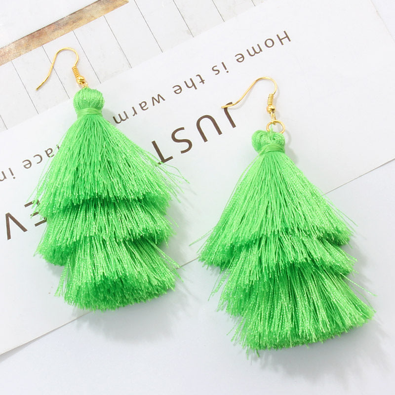 Bohemian Fashion Simple Three-layer Tassel Earrings