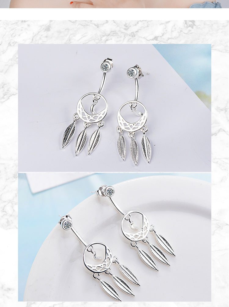 1 Pair Ig Style Simple Style Dreamcatcher Plating Hollow Out Inlay Copper Zircon Silver Plated Drop Earrings