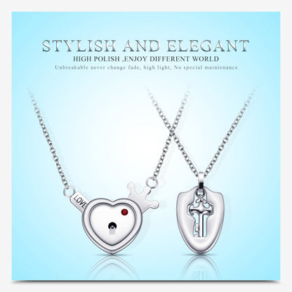 Romantic Simple Style Heart Shape Key Lock Titanium Steel Pendant Necklace