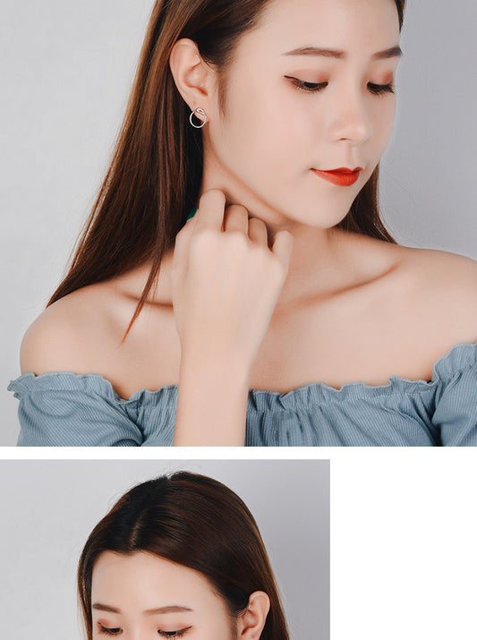 1 Pair Simple Style Round Plating Copper White Gold Plated Ear Studs