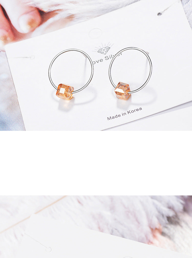 1 Pair Simple Style Circle Plating Artificial Crystal Copper Ear Studs