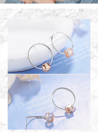 1 Pair Simple Style Circle Plating Artificial Crystal Copper Ear Studs