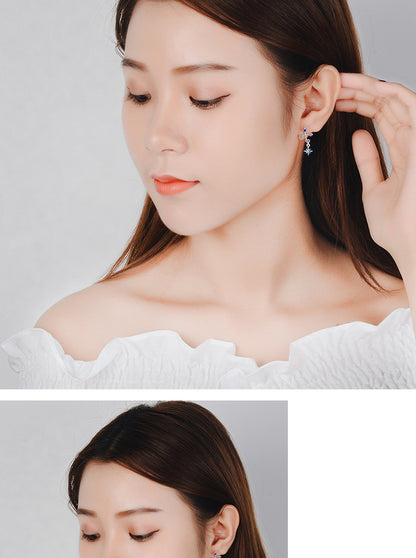 1 Pair Elegant Luxurious Commute Star Asymmetrical Plating Inlay Copper Zircon White Gold Plated Drop Earrings