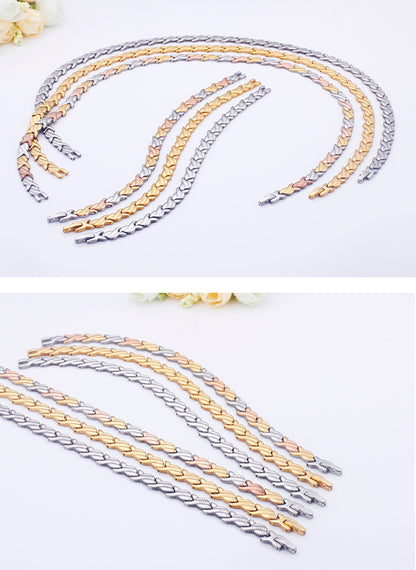 Korean Men's Non-fading Stainless Steel Multi-color Necklace Bracelet Wholesale