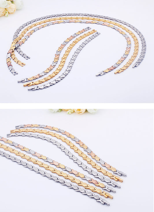 Korean Men's Non-fading Stainless Steel Multi-color Necklace Bracelet Wholesale