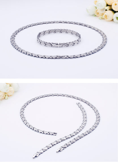 Korean Men's Non-fading Stainless Steel Multi-color Necklace Bracelet Wholesale