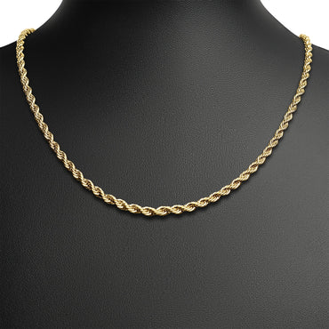 10 Pack - Stainless Steel 18K Gold PVD Coated Rope Chain Necklace 3mm 16 / CHN9702