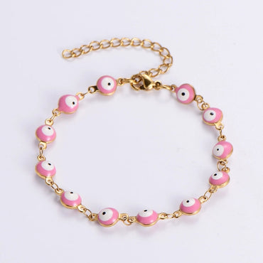 Ethnic Style Eye Stainless Steel Bracelets Necklace Patchwork Enamel Gold Plated Stainless Steel Bracelets