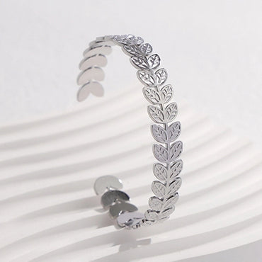 Fashion Leaves Stainless Steel Plating Bangle 1 Piece