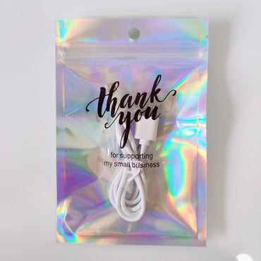 100 Pcs Fashion Simple Style Letter Synthetics 3d Print Transparent Jewelry Packaging Bags