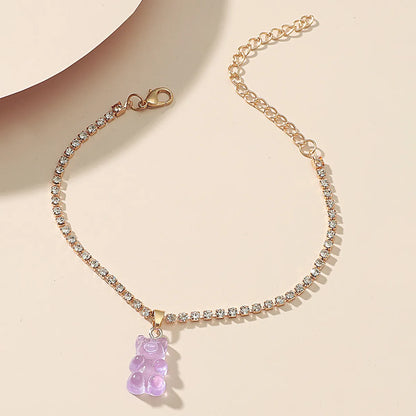 Resin Bear Chain Rhinestone Anklet Summer Foot Ornaments Women's Jewelry Wholesale