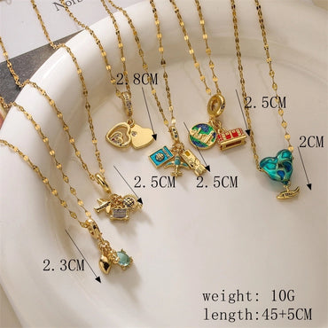 Ig Style Simple Style Animal Key Copper Plating Inlay Zircon Gold Plated Pendant Necklace