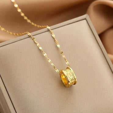 Lady Animal Flower Artificial Pearl Titanium Steel Copper Plating Inlay Zircon Pendant Necklace