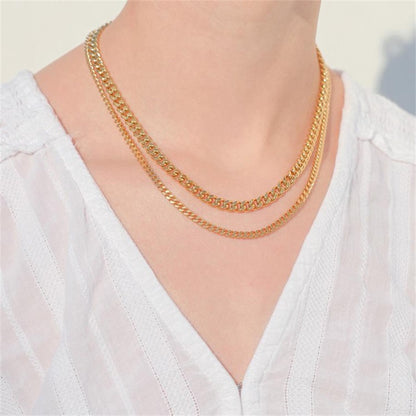 New Geometric Cuban Chain Stainless Steel Necklace