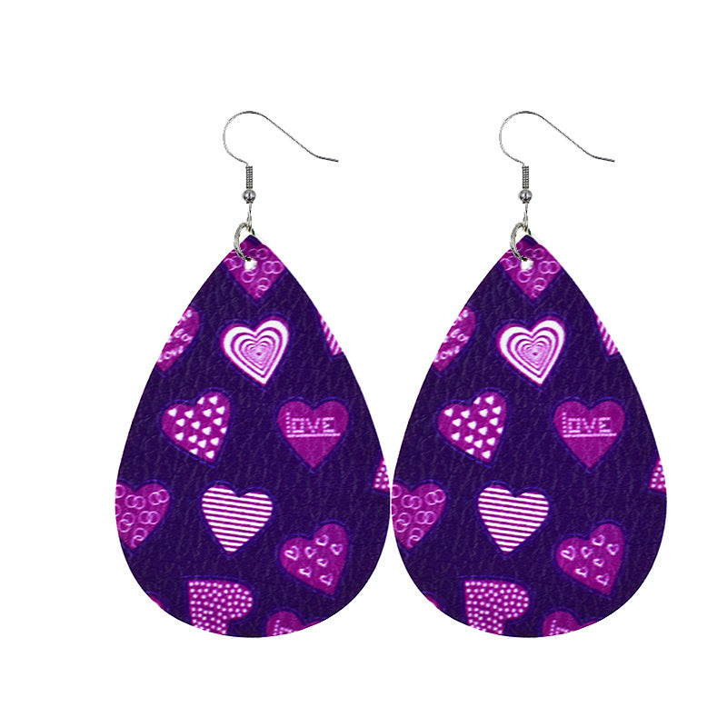 1 Pair Elegant Classic Style Water Droplets Heart Shape Pu Leather Drop Earrings