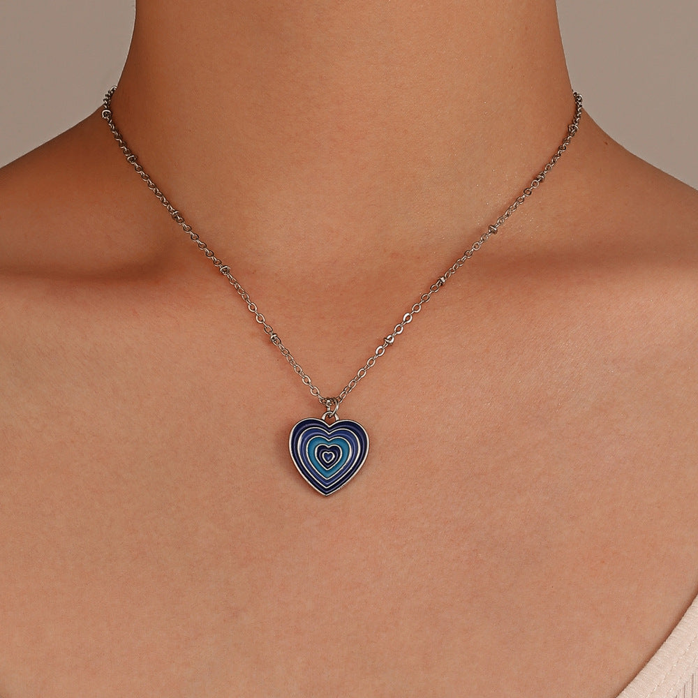 Retro Heart Shape Alloy Enamel Women's Necklace