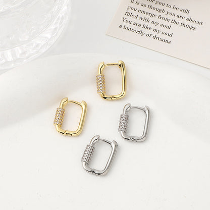 1 Pair Simple Style Commute U Shape Brass Plating Inlay Zircon 18k Gold Plated Earrings