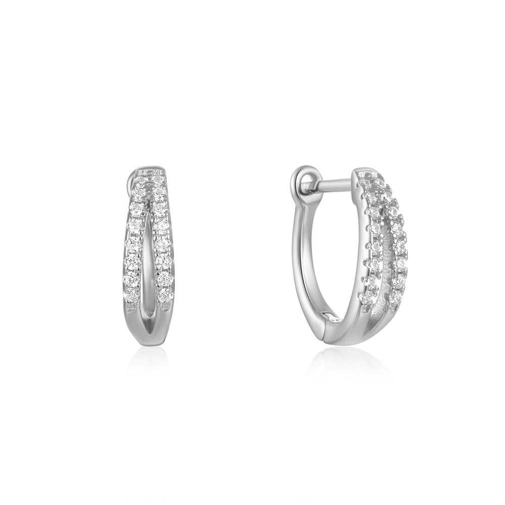 1 Pair Simple Style Geometric Plating Sterling Silver Hoop Earrings