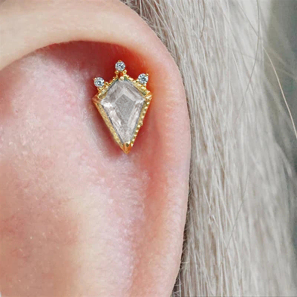 1 Piece Simple Style Geometric Plating Inlay Sterling Silver Opal Zircon Ear Studs