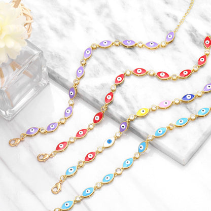 Boho Style Evil Eye Bracelet Color Dripping Eye Copper Bracelet Female Wholesale