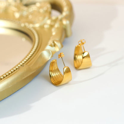 C Shape Plating Stainless Steel Gold Plated Earrings