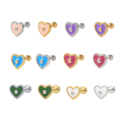 1 Piece Simple Style Heart Shape Plating Sterling Silver Ear Studs