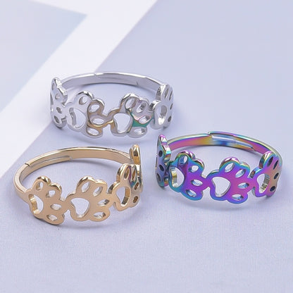 Wholesale Cute Paw Print Stainless Steel Open Ring