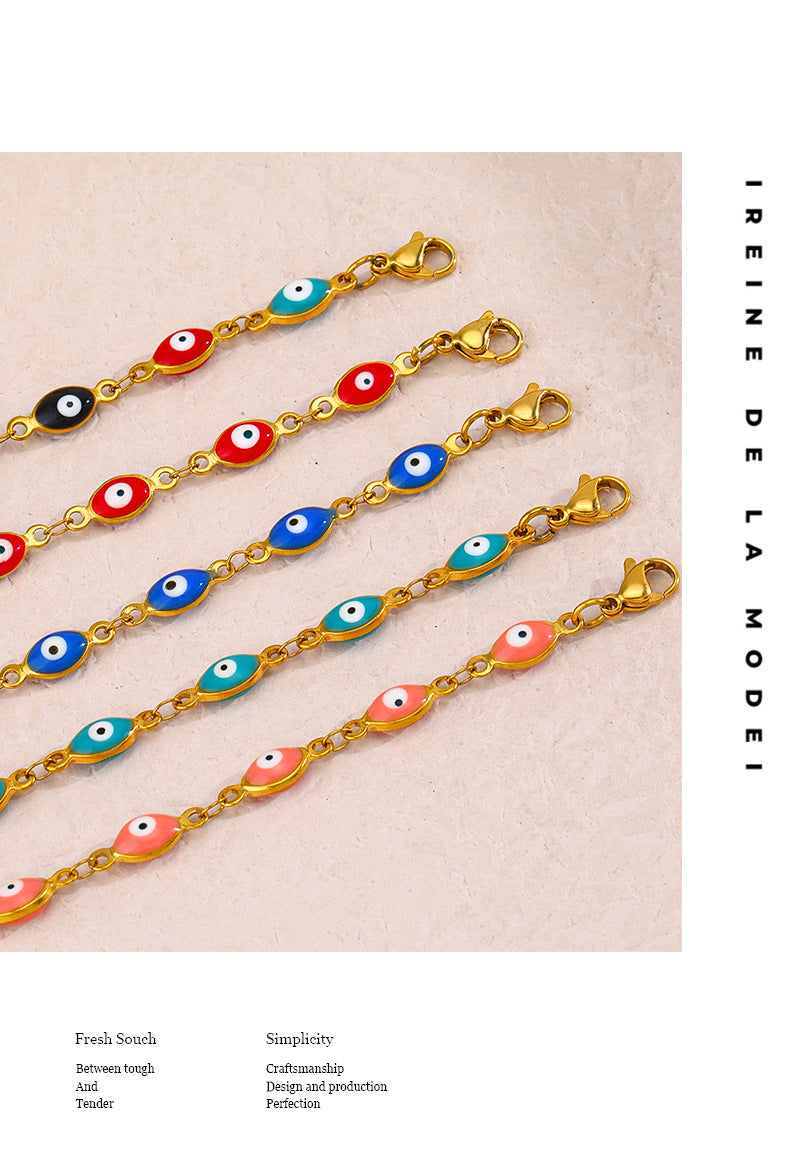 Ethnic Style Cool Style Devil's Eye Stainless Steel Enamel Plating Bracelets