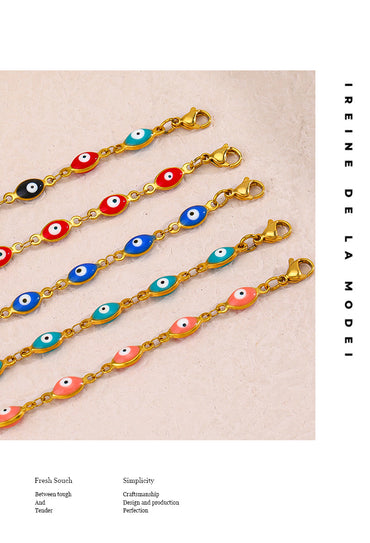 Ethnic Style Cool Style Devil's Eye Stainless Steel Enamel Plating Bracelets