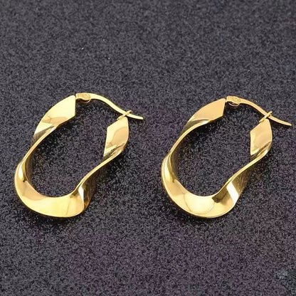 1 Pair Simple Style Irregular Plating Titanium Steel Hoop Earrings