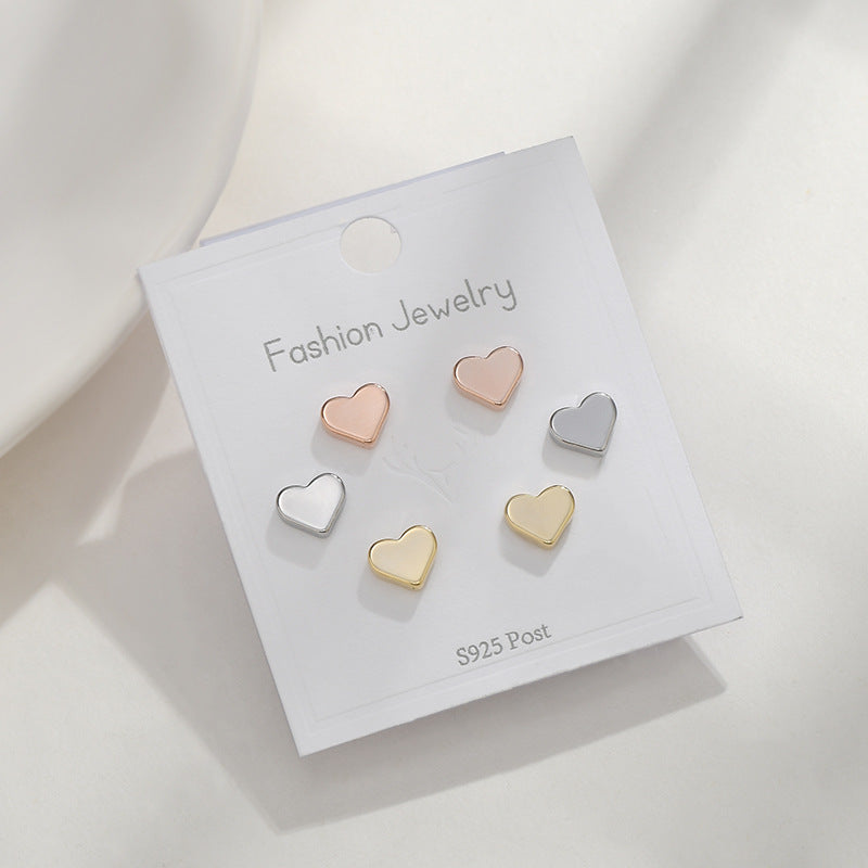 1 Set Basic Heart Shape Plating Copper Ear Studs