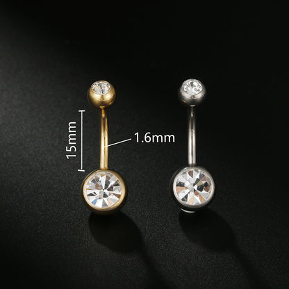 Wholesale Simple Style Round Titanium Steel Zircon Belly Ring