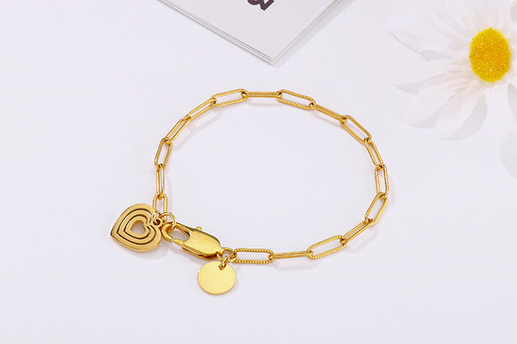 European And American Bracelet Stainless Steel Simple Heart-shape Bracelet Wholesale