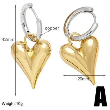 1 Pair Casual Simple Style Star Heart Shape Hollow Out Copper 18K Gold Plated Drop Earrings