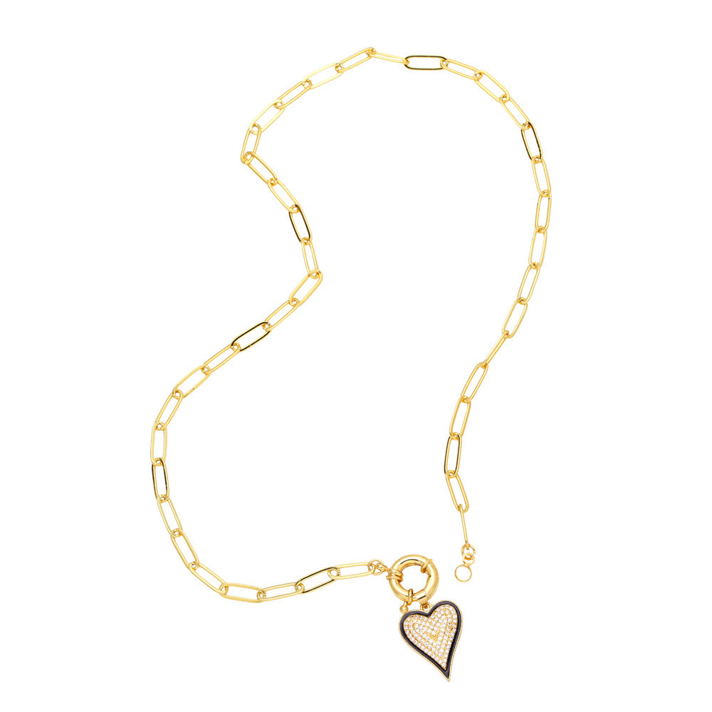 Fashion Heart Copper 18k Gold Plated Necklace In Bulk