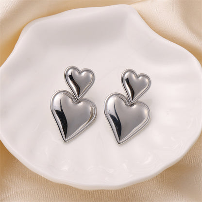 1 Pair Lady Heart Shape Titanium Steel Ear Studs