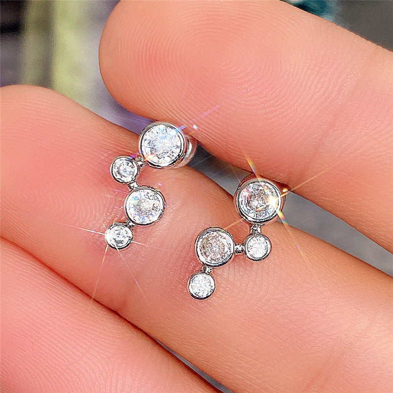 1 Pair Elegant Shiny Round Inlay Copper Zircon Ear Studs