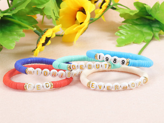 Simple Style Letter Number Soft Clay Beaded Unisex Bracelets