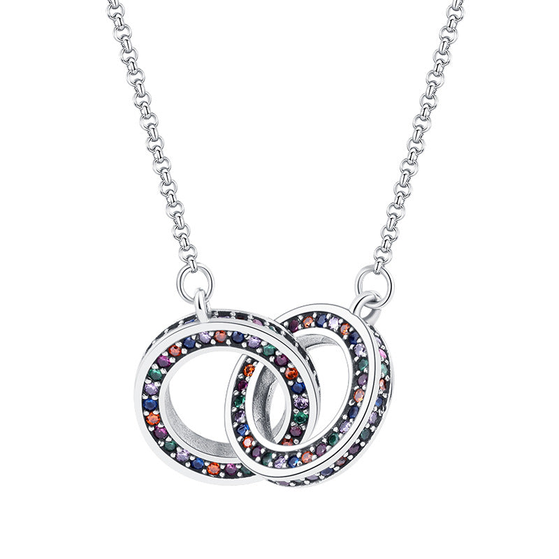 Simple Style Circle Sterling Silver Inlay Zircon Necklace 1 Piece