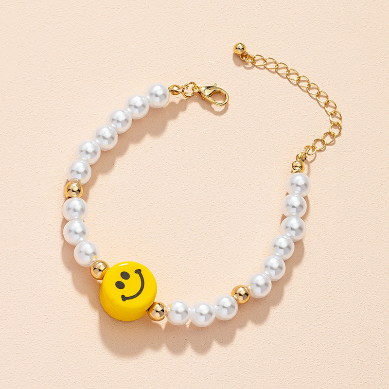 Wholesale Jewelry Retro Smiley Face Pearl Beaded Bracelet Gooddiy