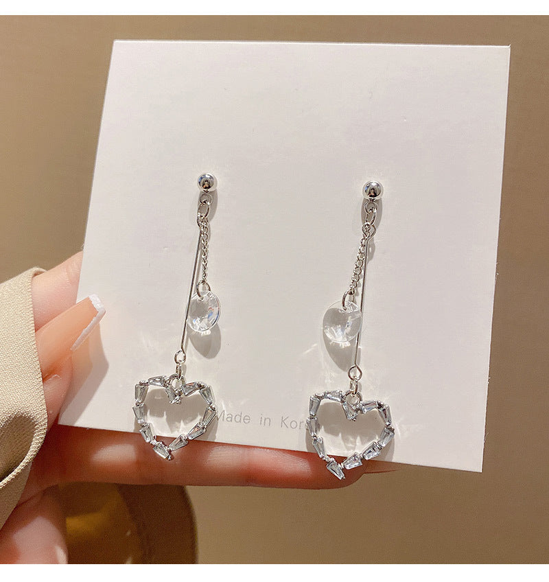 1 Pair Simple Style Heart Shape Patchwork Alloy Drop Earrings