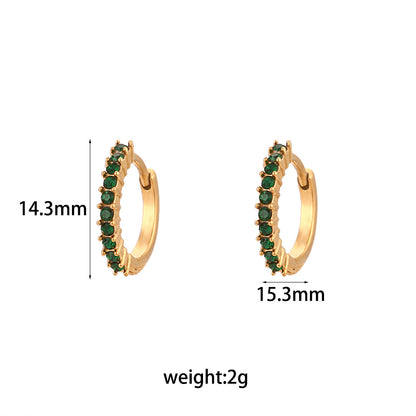 Fashion Circle Stainless Steel Plating Inlay Zircon Hoop Earrings 1 Pair