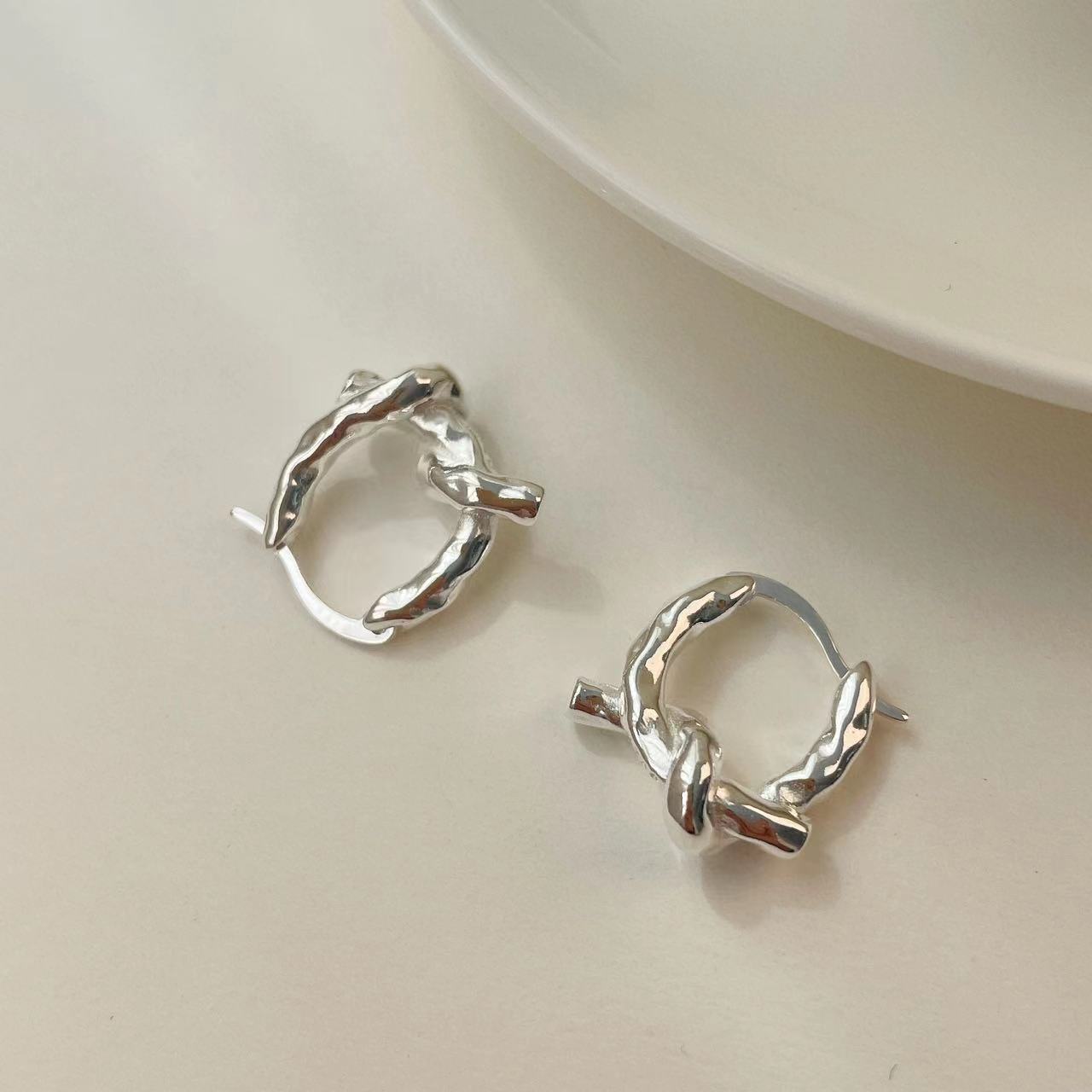 1 Pair Simple Style Solid Color Plating Sterling Silver Gold Plated Earrings