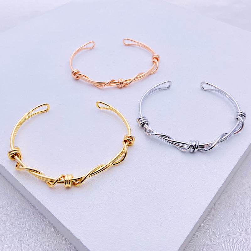 Simple Style Solid Color Copper Plating Gold Plated Bangle