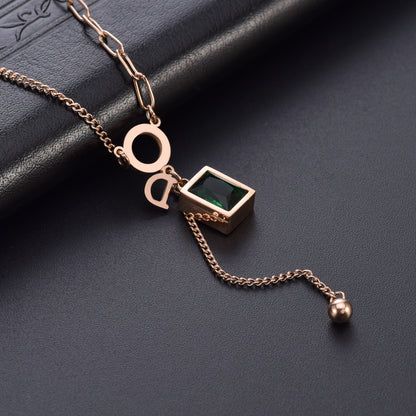 Classic Style Square Titanium Steel Plating Inlay Zircon Earrings Necklace