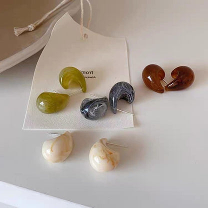 Retro Simple Fashion Small New Resin Imitation Stone Water Drop Earrings
